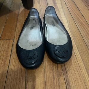 Black Leather Flats